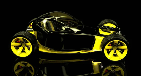 siyah elektrikli spor otomobil 3D render... 