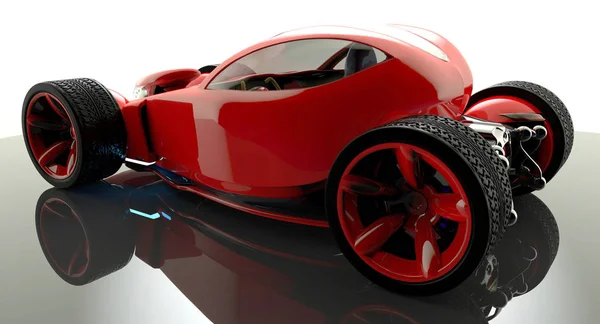 Renderingu 3D czerwony elektryczny samochód sportowy... — Zdjęcie stockowe