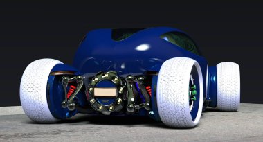 Konsept araba elektrik yolda 3d çizim