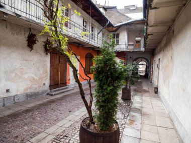 Yahudi evlerin Krakow bölgesinin Kazimierz tarihi binalar