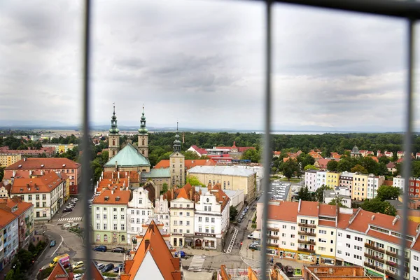 Panorama över staden av Nysa från rådhustornet — Stockfoto