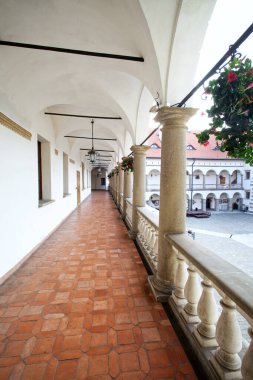 Niepoomice 'deki Rönesans kraliyet kalesinin manzarası