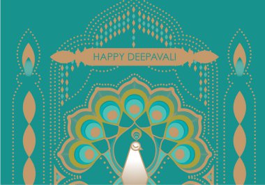 Mutlu Diwali / Mutlu Deepavali. Hindu festivali tebrik kartı ve modern elementler.