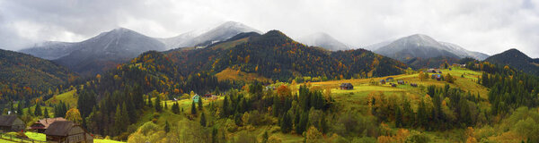 Autumn and winter in the Ukrainian Carpathian mountains