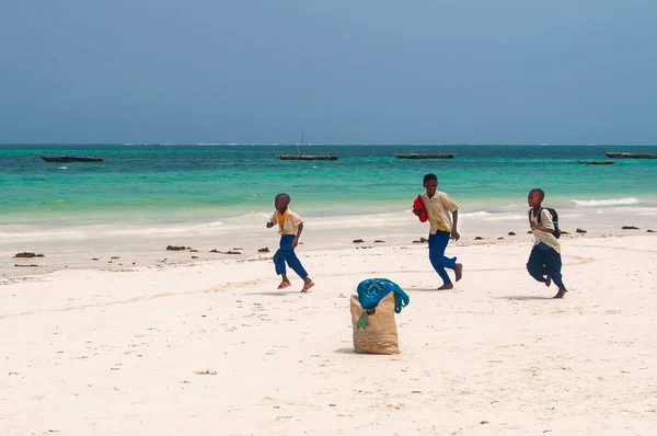 Plaj boyunca çalışan Zanzibar bilirler — Stok fotoğraf
