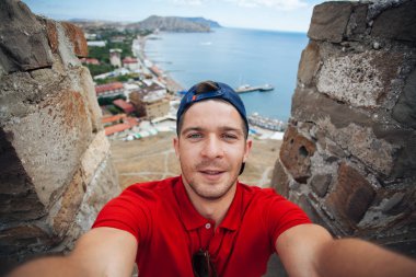 Yakışıklı olan dağlar, Rusya selfie Sudak yapma