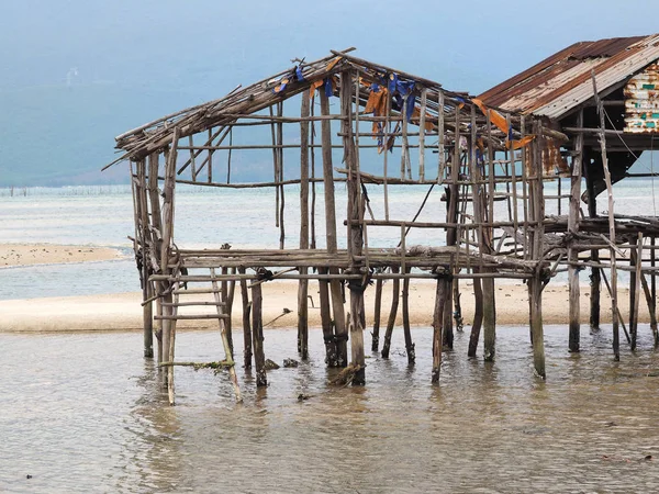 Ruins of flooded wooden house after tornado — Stock Photo, Image