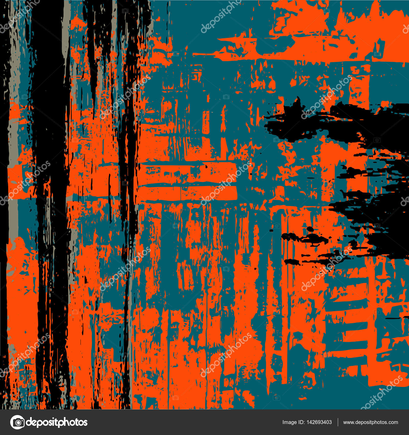 Grunge Background Black Dark Blue Orange Stock Photo