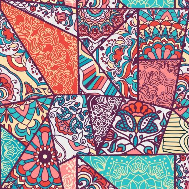 Sorunsuz soyut renkli patchwork desen.