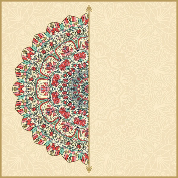 Invitation de mariage ou carte de vœux avec mandala floral coloré Place pour votre texte . — Image vectorielle