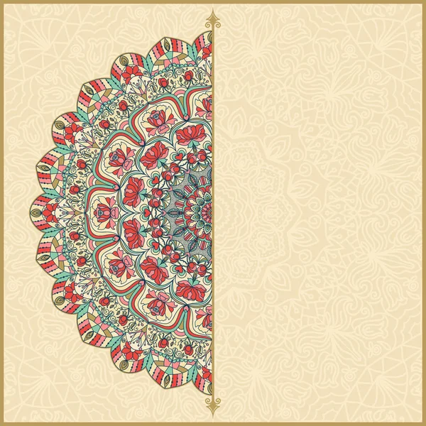 Convite de casamento ou cartão de saudação com mandala floral colorido Lugar para o seu texto . Vetores De Stock Royalty-Free