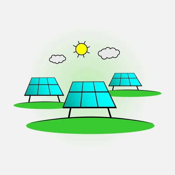 Güneş panelleri ekolojik kavram — Stok Vektör