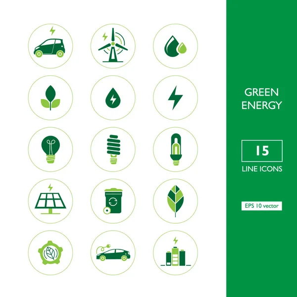 Set van groene ecologie gerelateerde pictogrammen — Stockvector