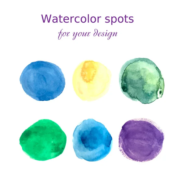 Aquarela pintados à mão pontos coloridos — Vetor de Stock