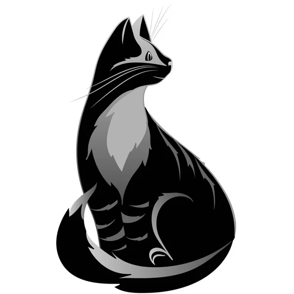 Чорний кіт на білому тлі — стоковий вектор