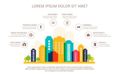 Ekolojik şehir renkli infographics