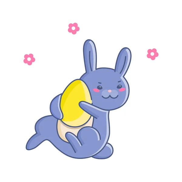 Blaue handgezeichnete Hasen oder Kaninchen Illustration — Stockvektor