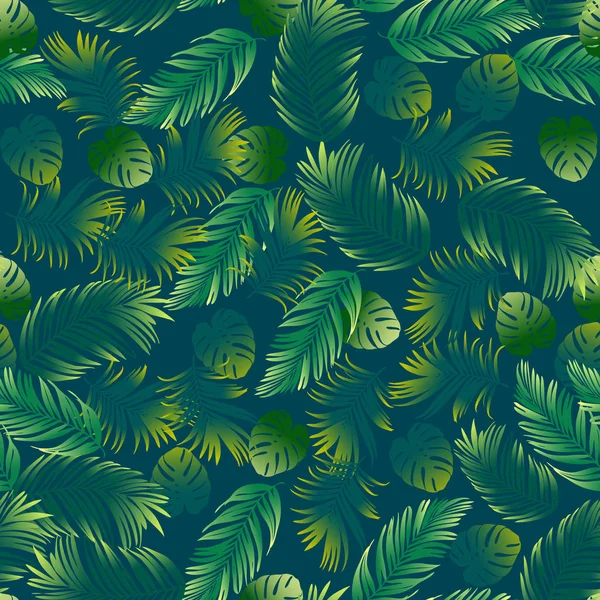 Fondo tropical con hojas de palma — Vector de stock