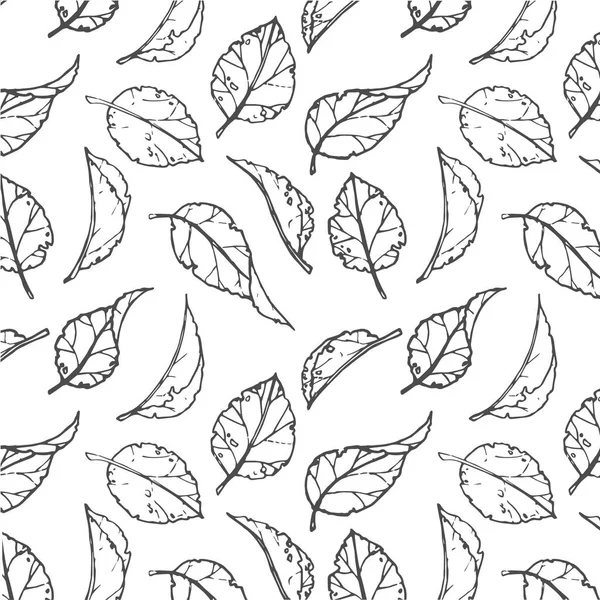 Modèle Feuilles Dessinées Main Modèle Vectoriel Sans Couture Des Feuilles — Image vectorielle