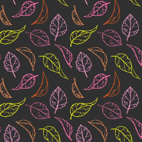 Feuilles Dessinées Main Motif Couleur Modèle Vectoriel Sans Couture Des — Image vectorielle