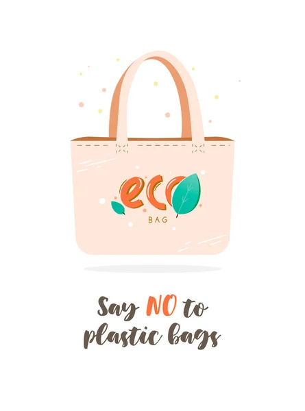 Eco Vector Bolsa Dile Que Las Bolsas Plástico Concepto Compras — Archivo Imágenes Vectoriales