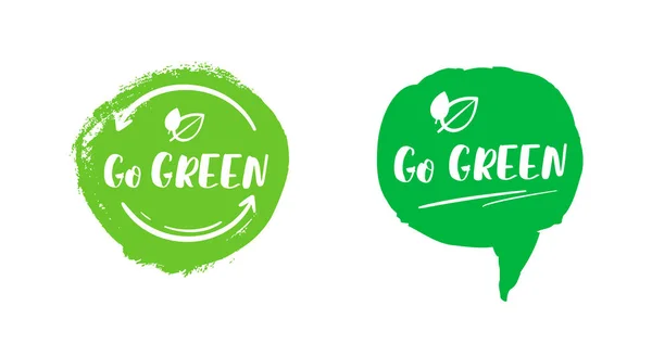 Conjunto Dos Consignas Ecológicas Verde Eco Lema Motivación Eps Ilustración — Vector de stock