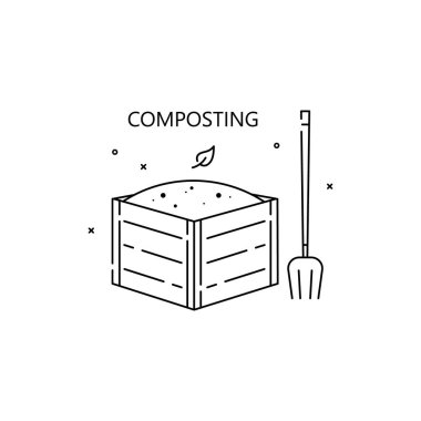 Composting line icon isolated on white background. Biodegradable and compostable concept vector.