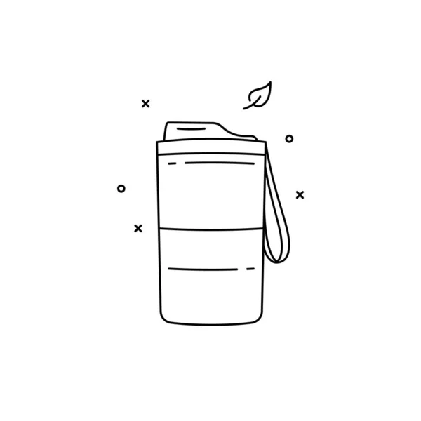 Utilisez Votre Propre Icône Linéaire Tasse Élément Concept Zéro Déchet — Image vectorielle