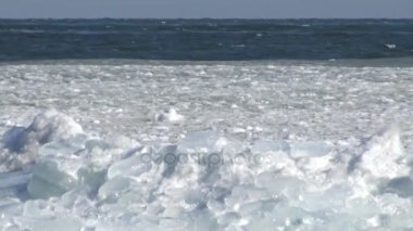 Kıyıya yakın denizde yüzen buz