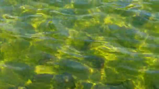 Abstract water movement. Shiny transparent water background. Sparkles on water surface. — Stock Video