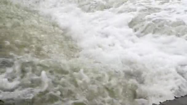 Águas residuais são derramadas no estuário, espuma suja . — Vídeo de Stock