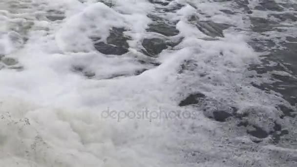Águas residuais são derramadas no estuário, espuma suja . — Vídeo de Stock