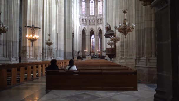 Nantes Frankrike September 2017 Människor Sitter Bänkar Den Gotiska Castel — Stockvideo