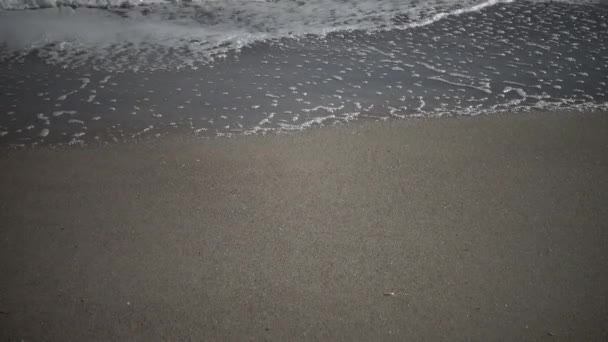 白泡の砂浜でローリングの強い嵐 — ストック動画
