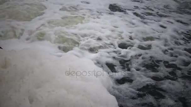 Água Suja Flui Tubo Para Uma Lagoa Natural Poluição Ambiental — Vídeo de Stock