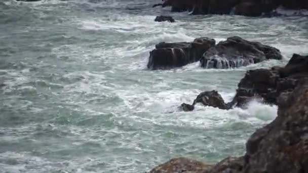 Storm Sea Black Sea Stone Coast Bulgaria Village Tyulenovo — Stock Video