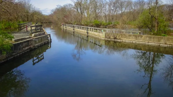 Canal Tierra Hormigón Armado Waterworks Nueva Jersey — Foto de Stock