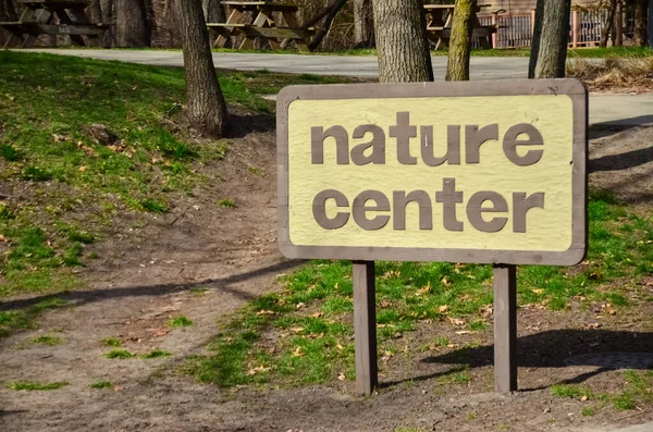 Estados Unidos Ohio Abril 2018 Placa Informativa Nature Center Cerca — Foto de Stock