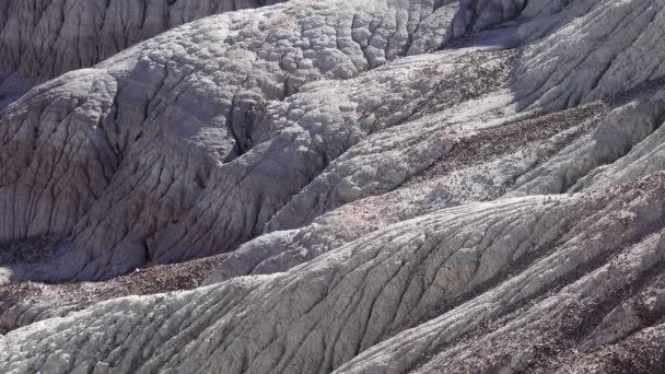 Die Bemalte Wüste Einem Sonnigen Tag Verschiedene Sedimentgesteine Und Lehm — Stockvideo