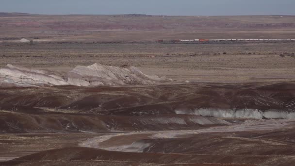 Die Bemalte Wüste Einem Sonnigen Tag Fotograf Auf Einem Hintergrund — Stockvideo