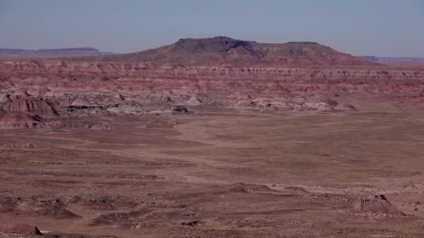 Arizona Mountain Eroded Landscape Petrified Forest National Wilderness Area Painted — Stock Video