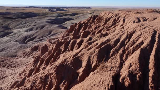 Deserto Pintado Num Dia Ensolarado Diversas Rochas Sedimentares Argila Lavada — Vídeo de Stock