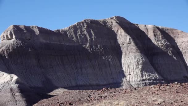 Painted Desert Sunny Day Diverse Sedimentary Rocks Clay Washed Out — Stock Video