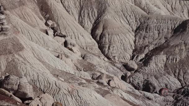 Die Bemalte Wüste Einem Sonnigen Tag Verschiedene Sedimentgesteine Und Lehm — Stockvideo