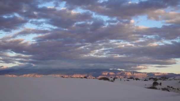 Nuageux Soirée Coucher Soleil Dans Dune Sable Monument National White — Video