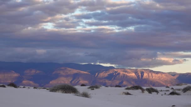 Stormy Clouds Evening Sunset Sand Dune White Sands National Monument — 비디오