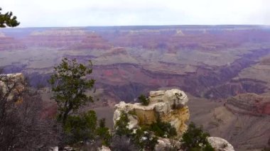 Nehir vadisi ve kızıl kayaların panoramik manzarası. Arizona, ABD 'deki Colorado nehri ile Grand Canyon Ulusal Parkı.