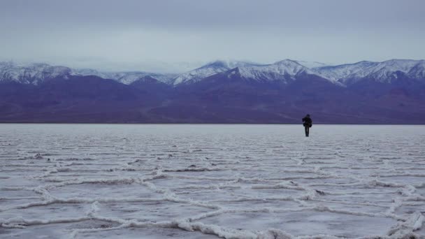 Kalifornien Usa November 2019 Turister Går Saltet Saltformationer Death Valley — Stockvideo