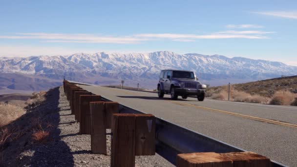 California Eua November 2019 Road Horizon Death Valley Carros Estrada — Vídeo de Stock