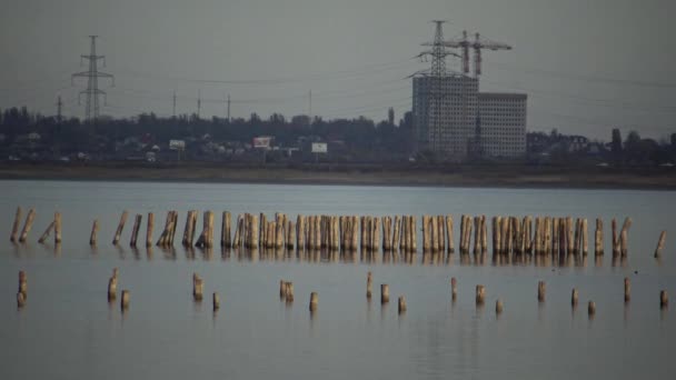 Stare Drewniane Konstrukcje Wydobycie Soli Xviii Wieku Ujście Rzeki Kuyalnik — Wideo stockowe